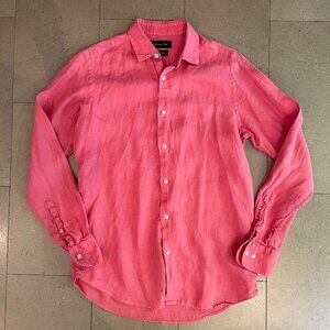 Massimo Dutti Men's 100% Linen Shirt in Coral-Size Small